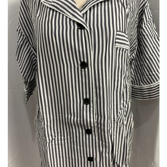 NWT Ettitude Sateen Short Sleeve PJ Shirt - Slate Stripes - Picture 4 of 6